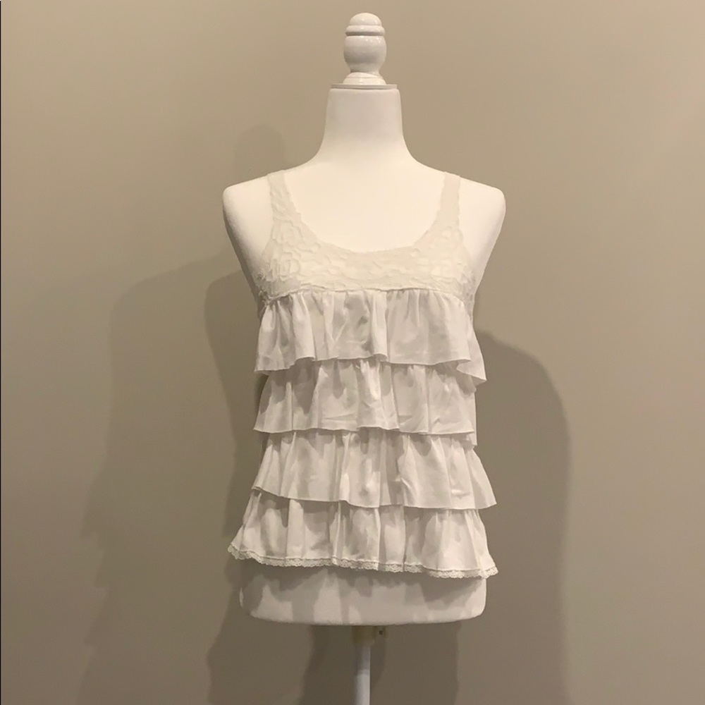 Aeropostale white ruffled tank top